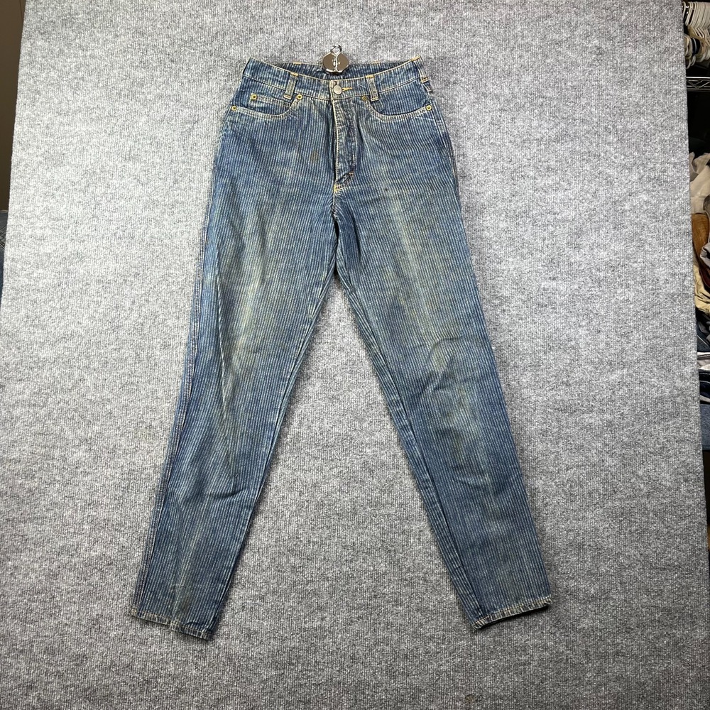 Sasson‎ Skinny Jeans Womens 9/10 Blue Striped Denim High Rise Classic - 26X28.5